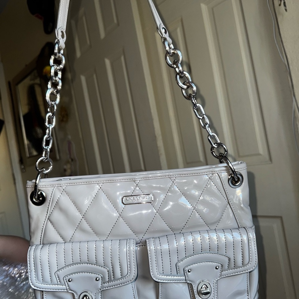 Coach poppy liquid gloss shoulder bag with crossbody strap